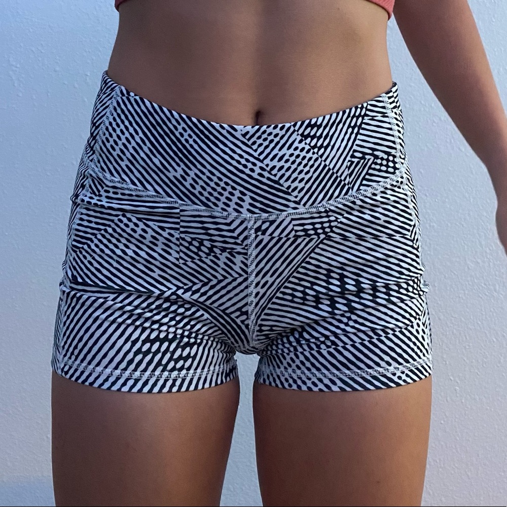 Champion Black and White striped biker shorts/ spandex, size small